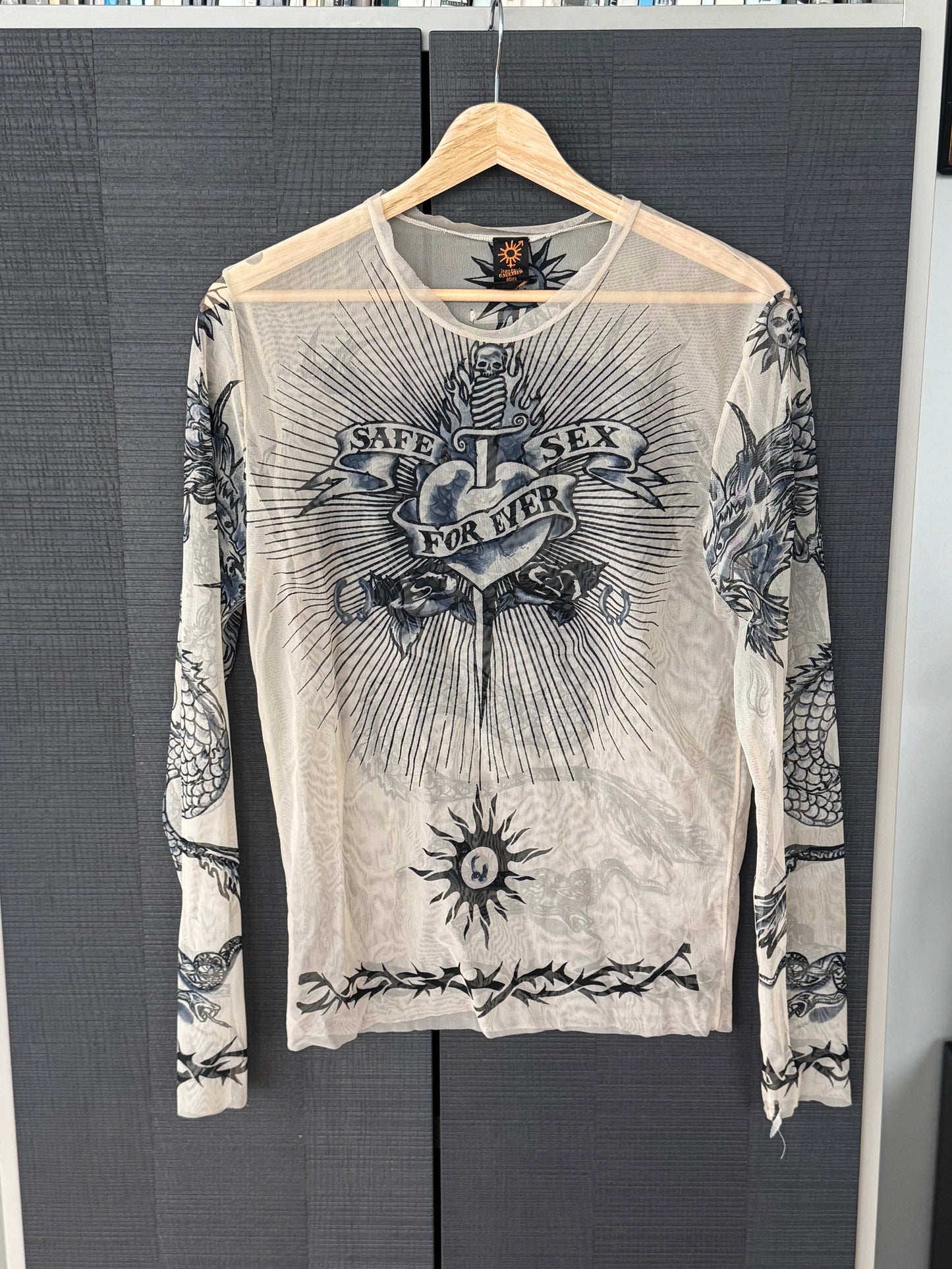 Jean Paul Gaultier Soleil SS1996 “Safe Sex Forever” Mesh Top