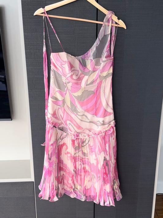 Vintage Emilio Pucci Pink Drop Waist Silk Dress
