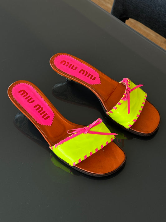 Miu Miu s/s 1999 Neon Sandals 36.5