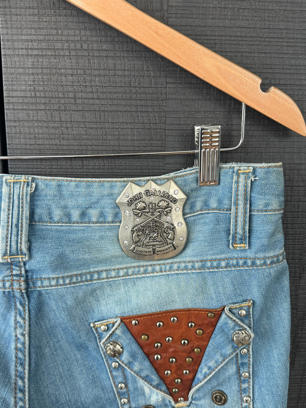 Vintage John Galliano Studded Denim Capri Pants