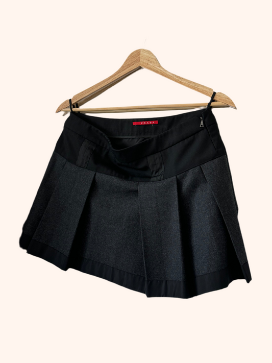 Vintage Prada Wool & Nylon Pleated Mini Skirt