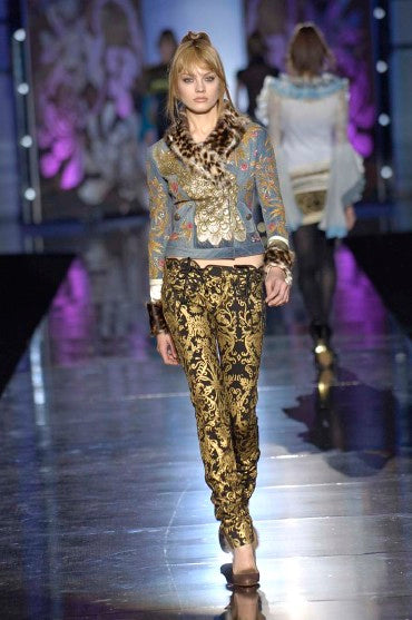 JustCavalli Baroque Lace-Up Denim Runway 2006