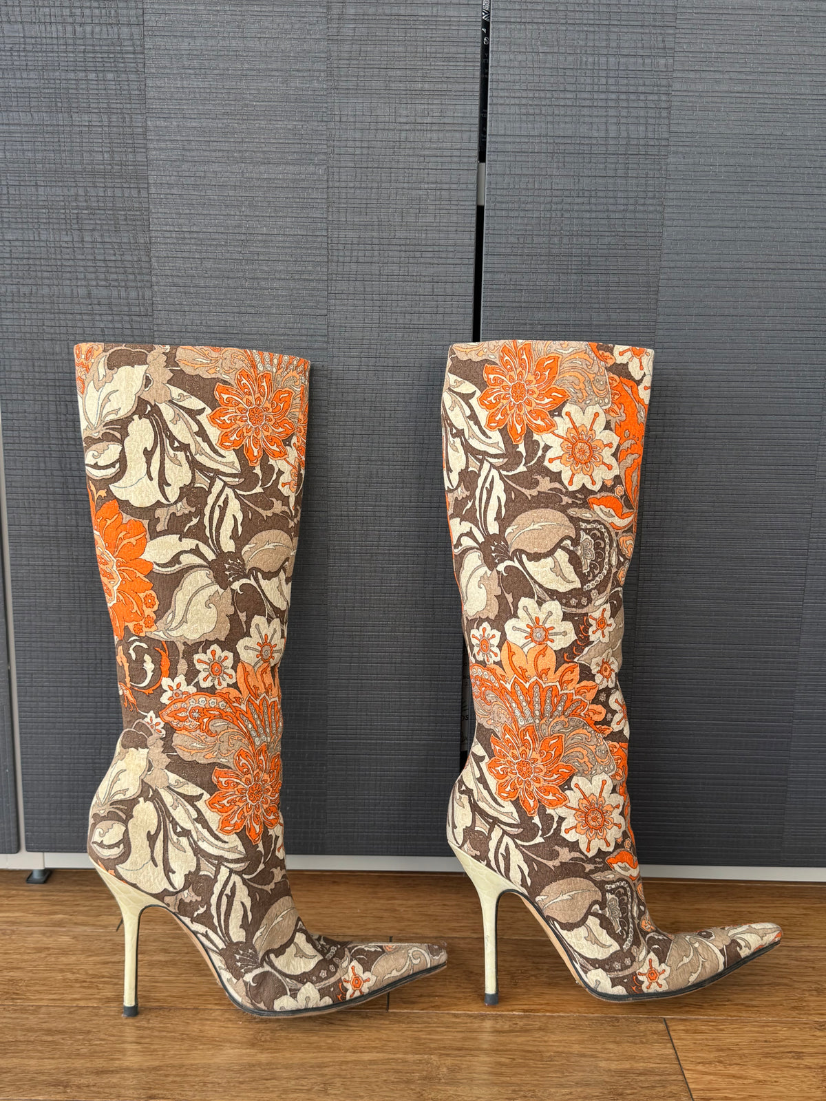 Dolce & Gabbana SS2004 Floral Knee-High Boots 37