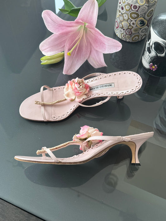 Vintage Manolo Blahnik Floral Sandals 41