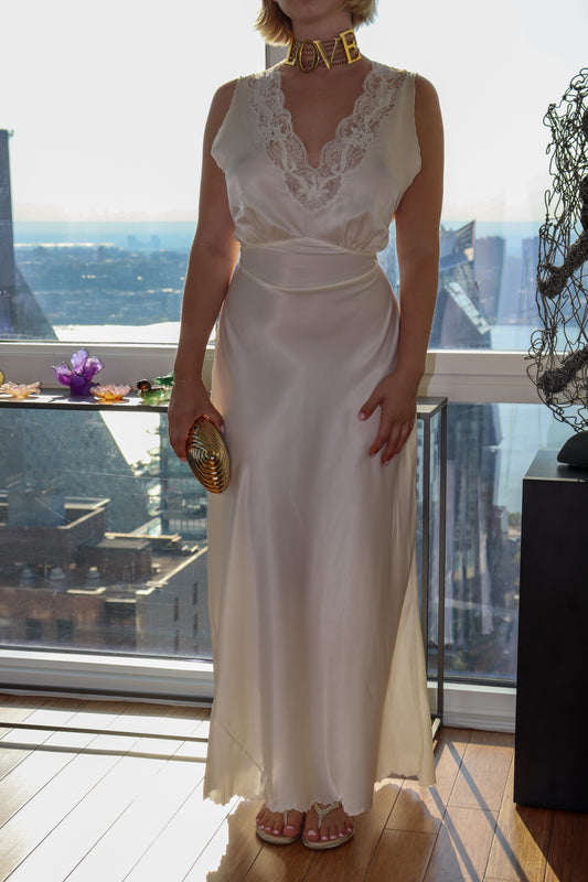 Vintage Ivory Silk Slip Dress