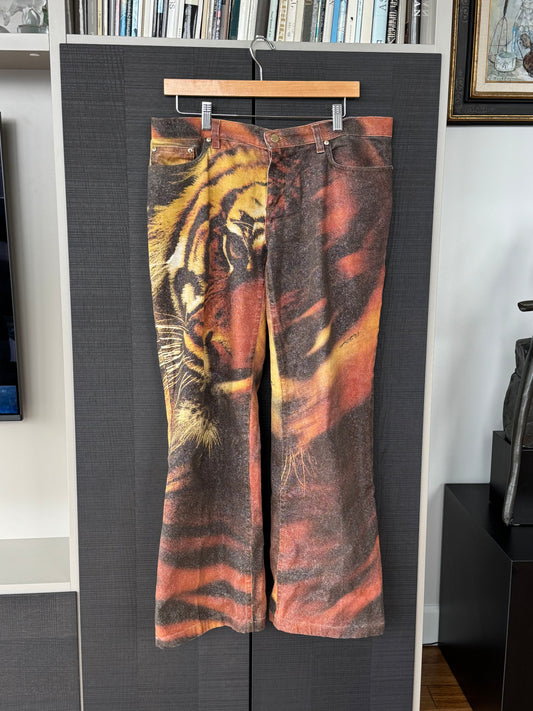 Roberto Cavalli FW2000 Tiger Print Denim