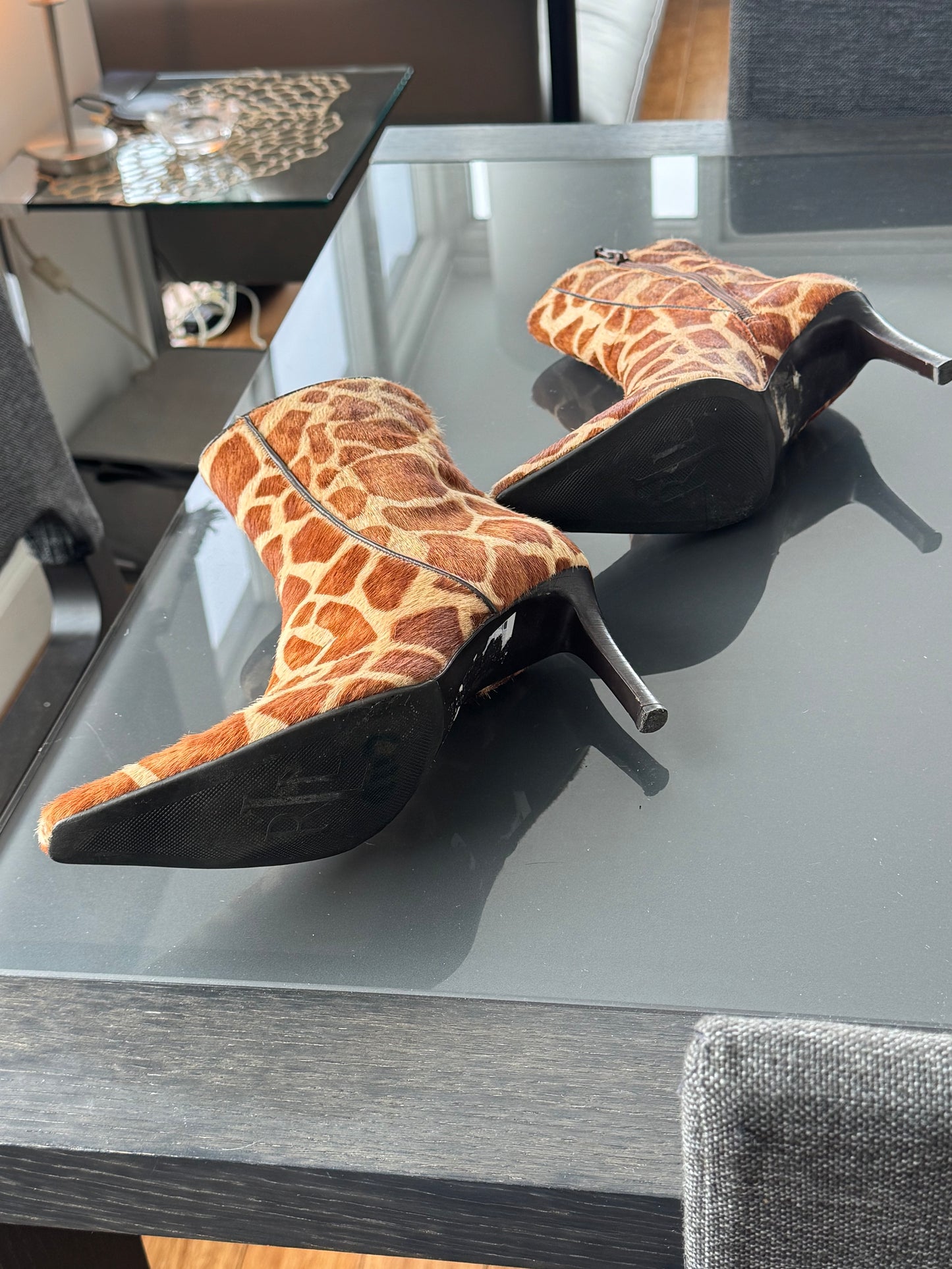 Ralph Lauren Giraffe Pony Hair Ankle Boots 36