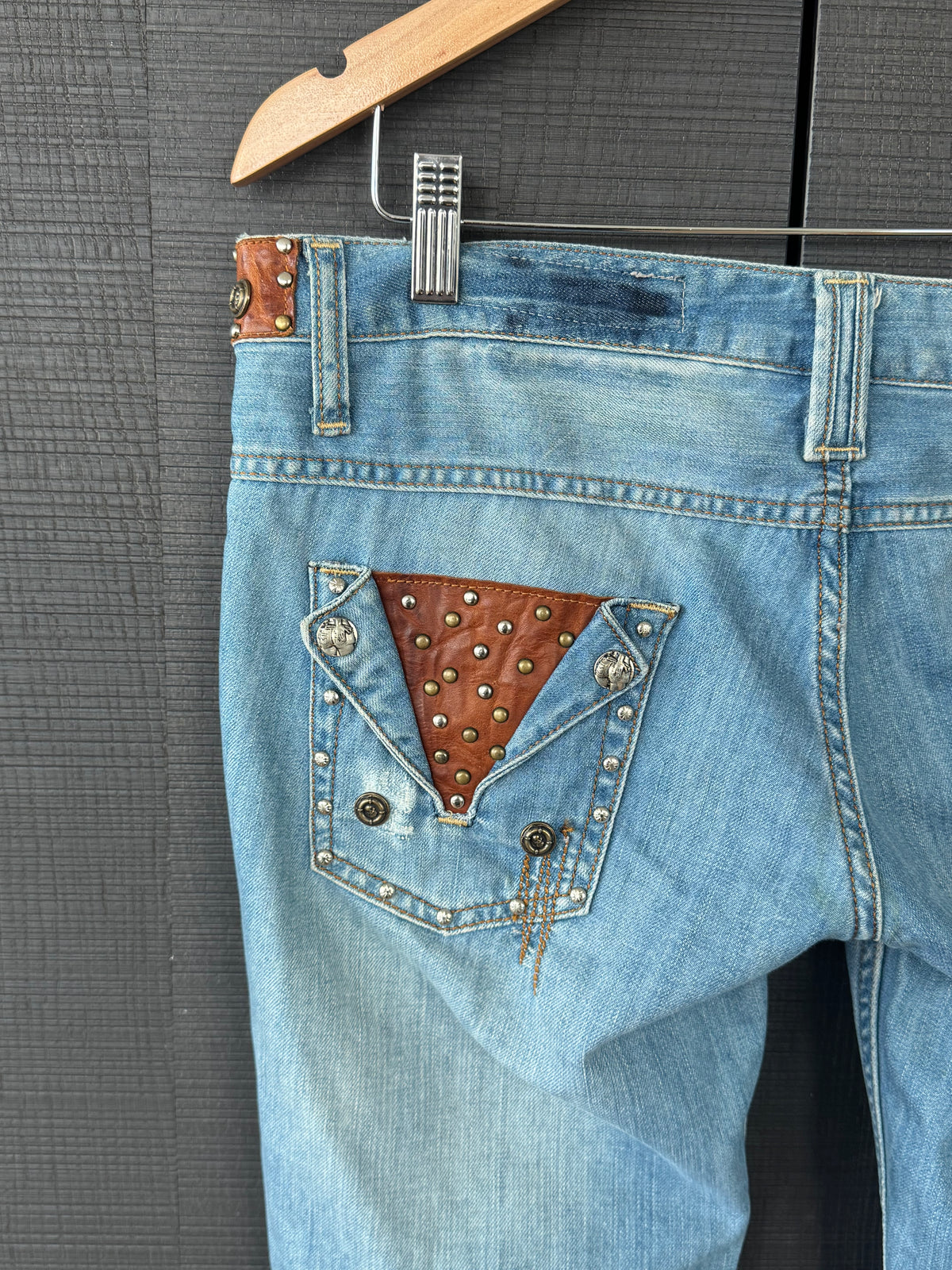Vintage John Galliano Studded Denim Capri Pants