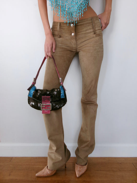 Vintage Dolce & Gabbana Low-Rise Suede Pants