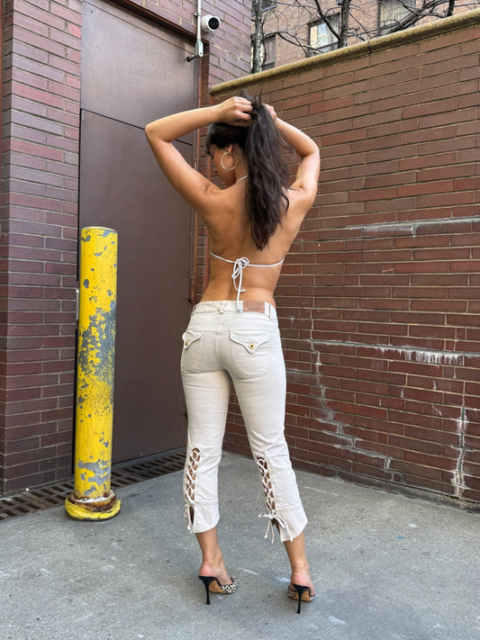 Vintage Fever by Emanuel Ungaro Lace-Up Capri Pants