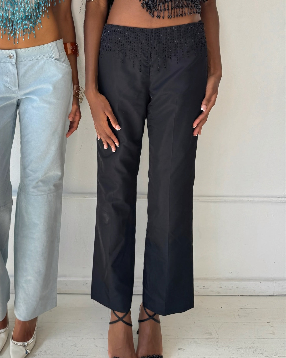 Vintage Magaschoni 100% Silk Beaded Pants