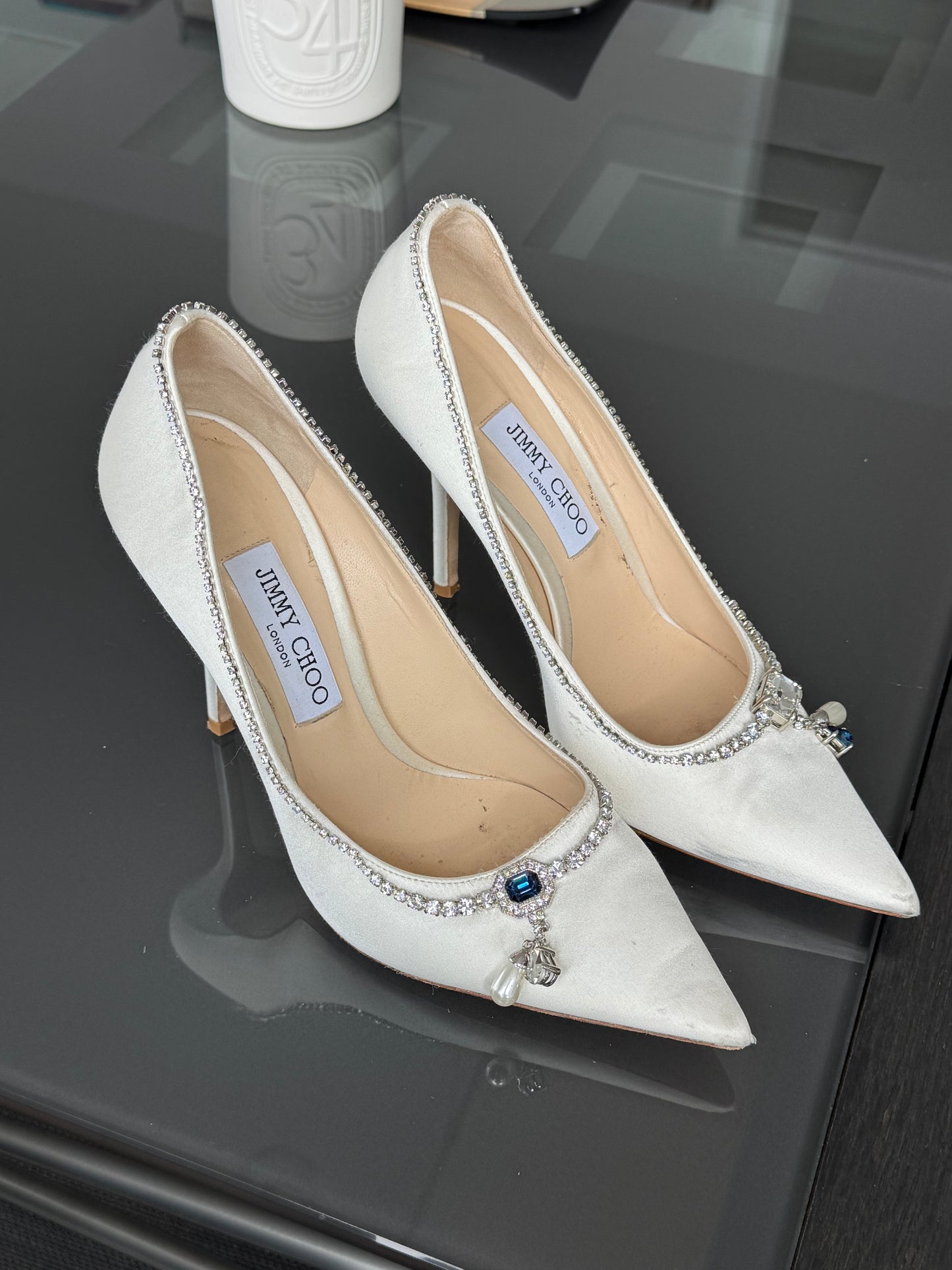 Jimmy Choo Swarovski Silk Charm Pumps 40