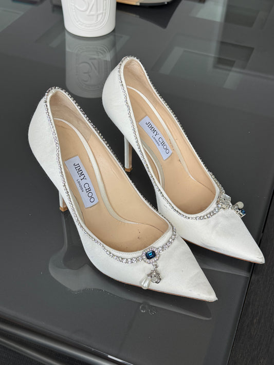 Jimmy Choo Swarovski Silk Charm Pumps 40
