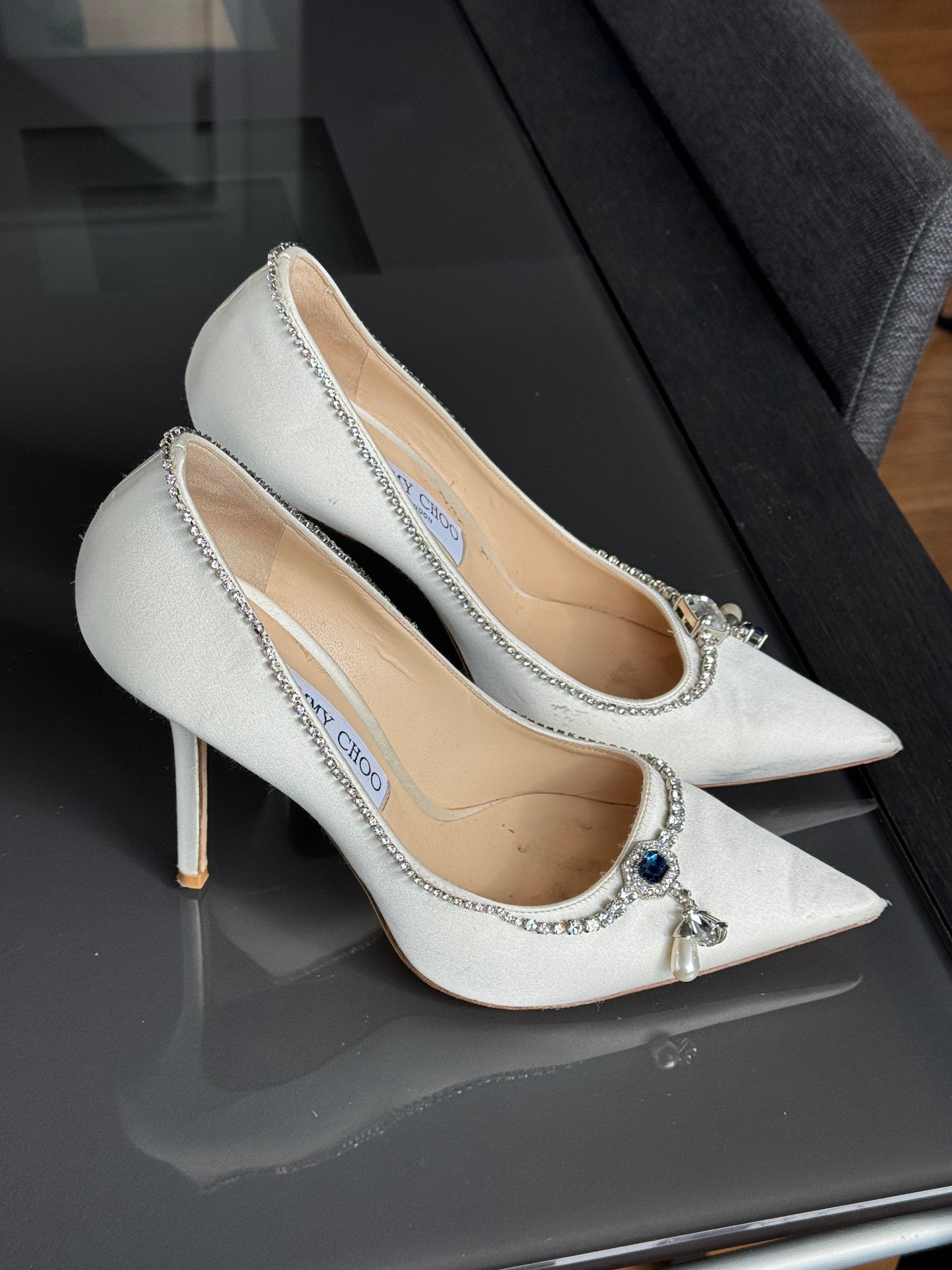 Jimmy Choo Swarovski Silk Charm Pumps 40