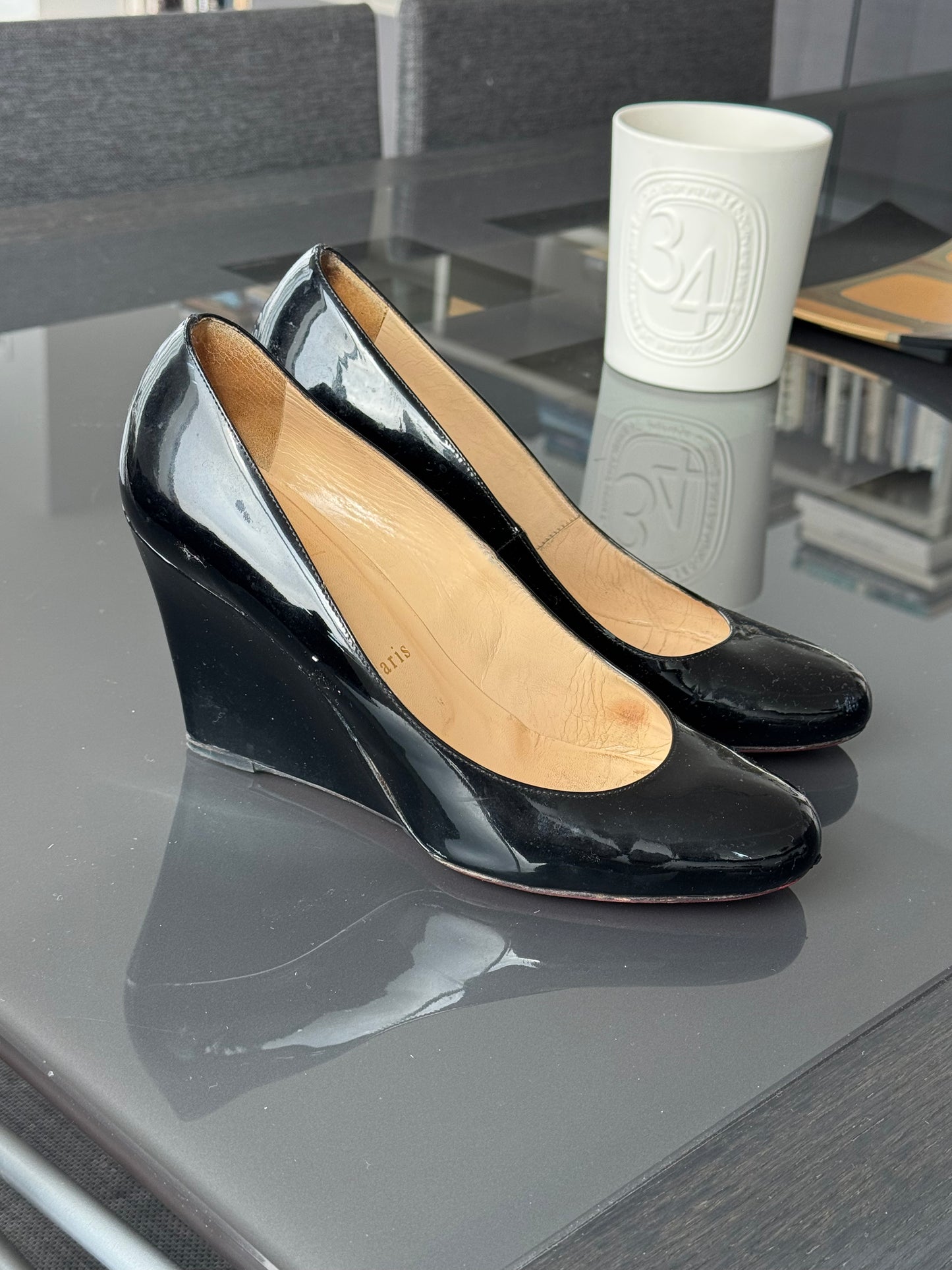 Christian Louboutin Patent Wedge Pumps 39.5