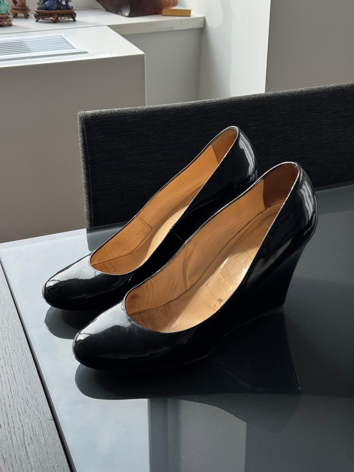 Christian Louboutin Patent Wedge Pumps 39.5