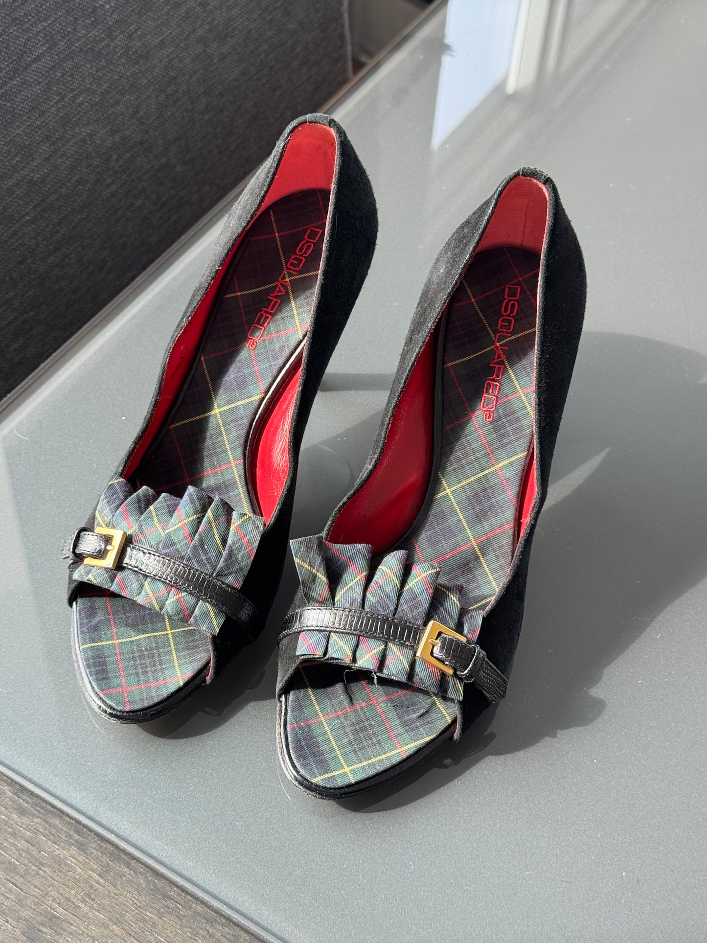 Vintage Dsquared² Tartan Fringe Pumps 37