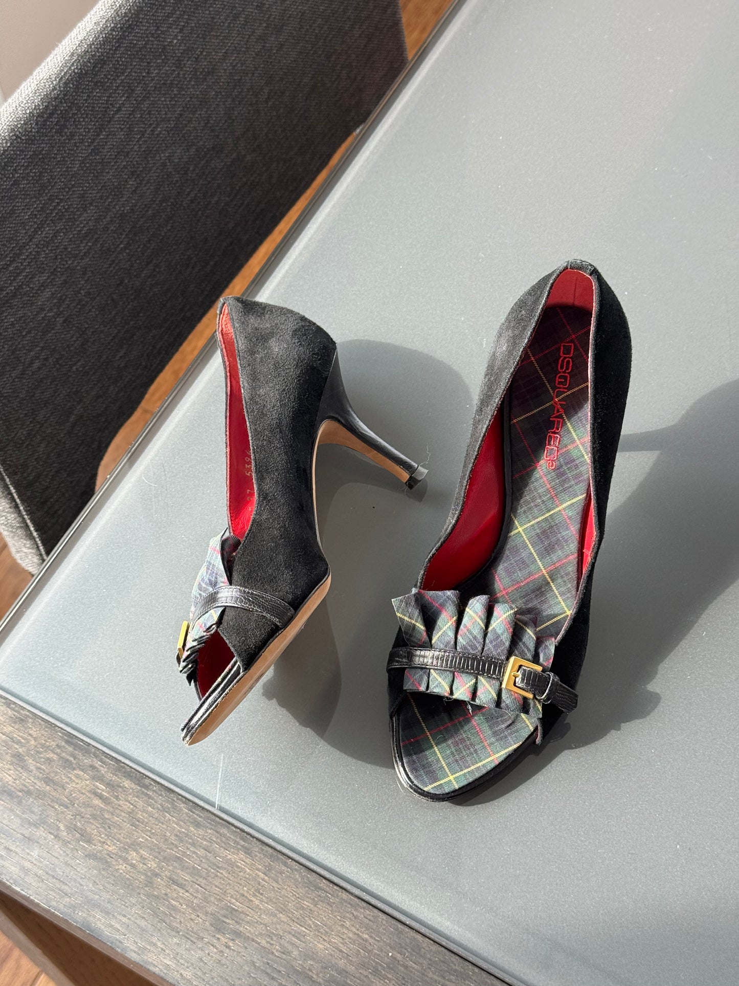 Vintage Dsquared² Tartan Fringe Pumps 37