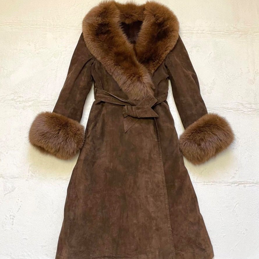 Brown Suede/Fur Coat