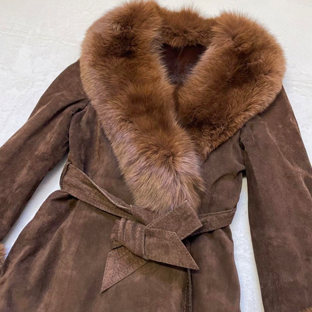 Brown Suede/Fur Coat