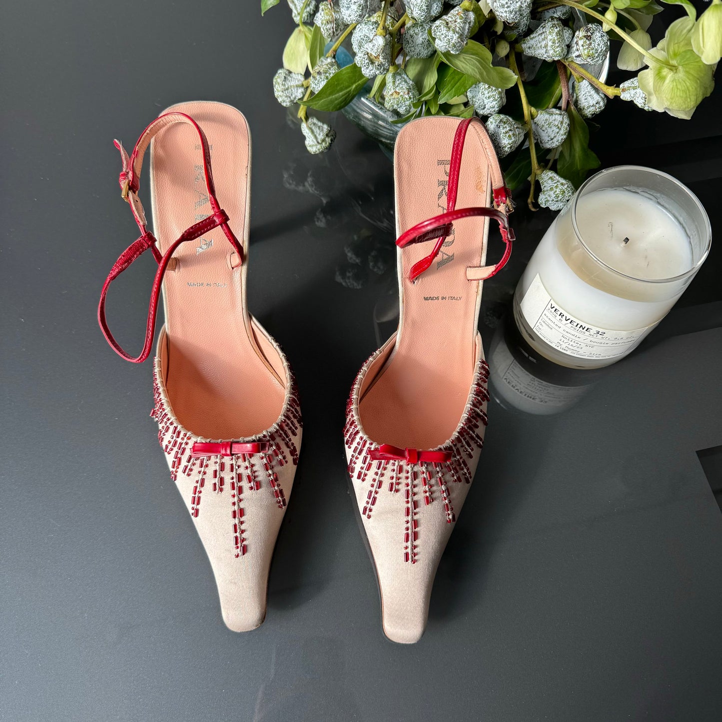 Prada Beaded Kiten Heels