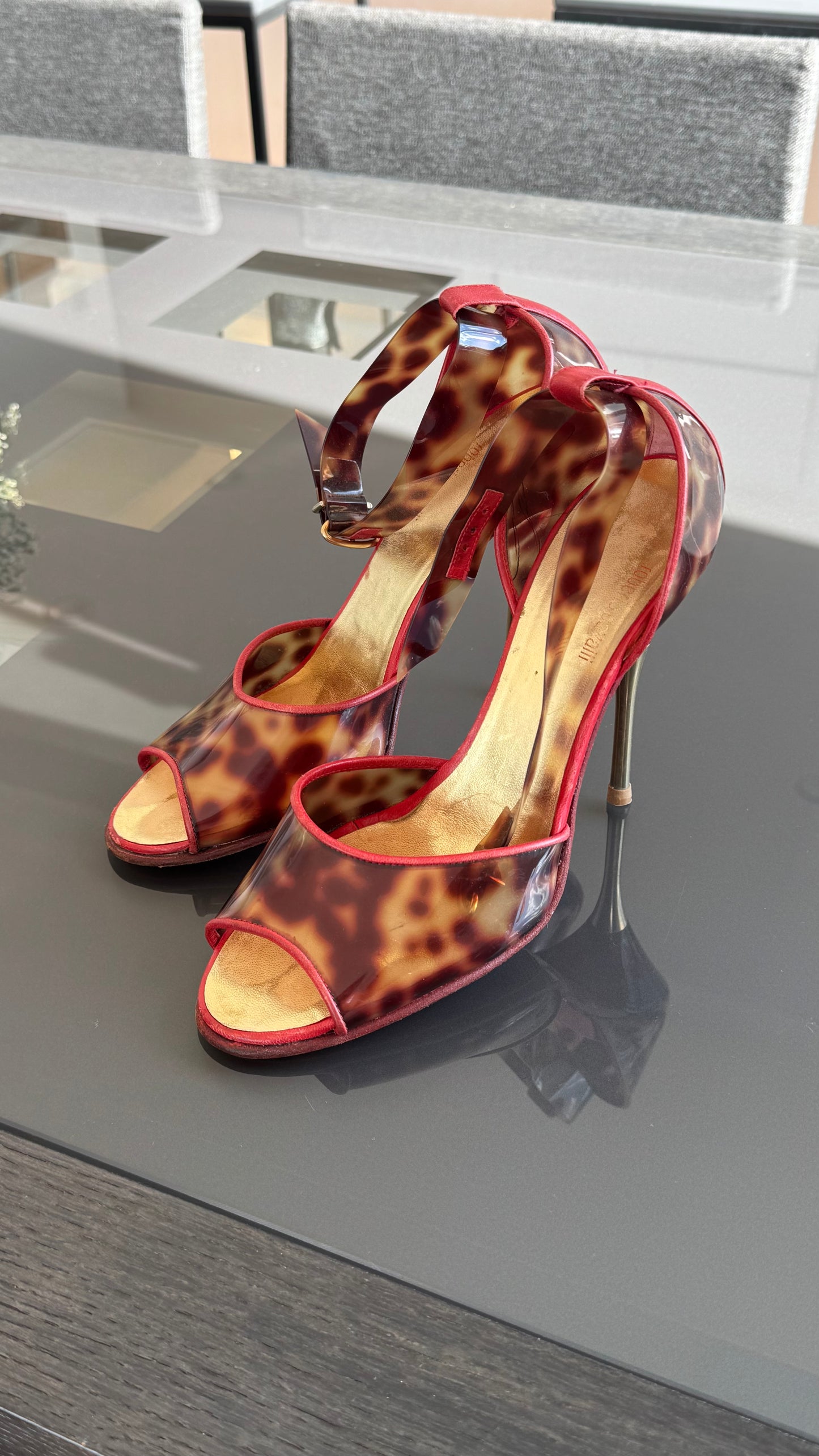 Roberto Cavalli 2003 Leopard PVC Heels 38