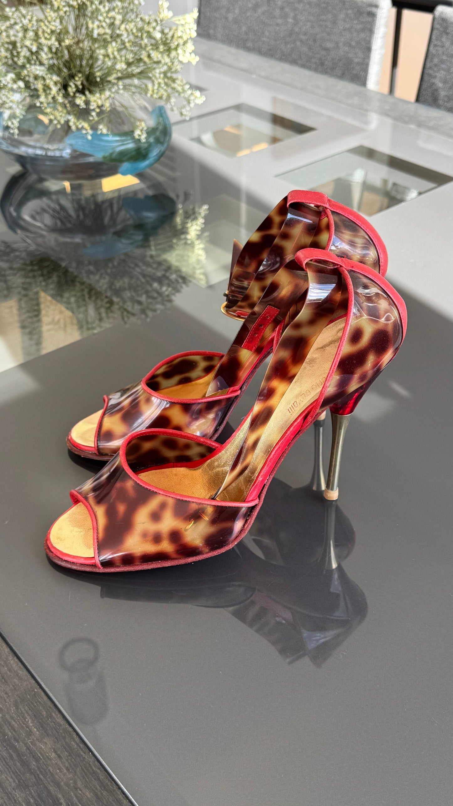 Roberto Cavalli 2003 Leopard PVC Heels 38