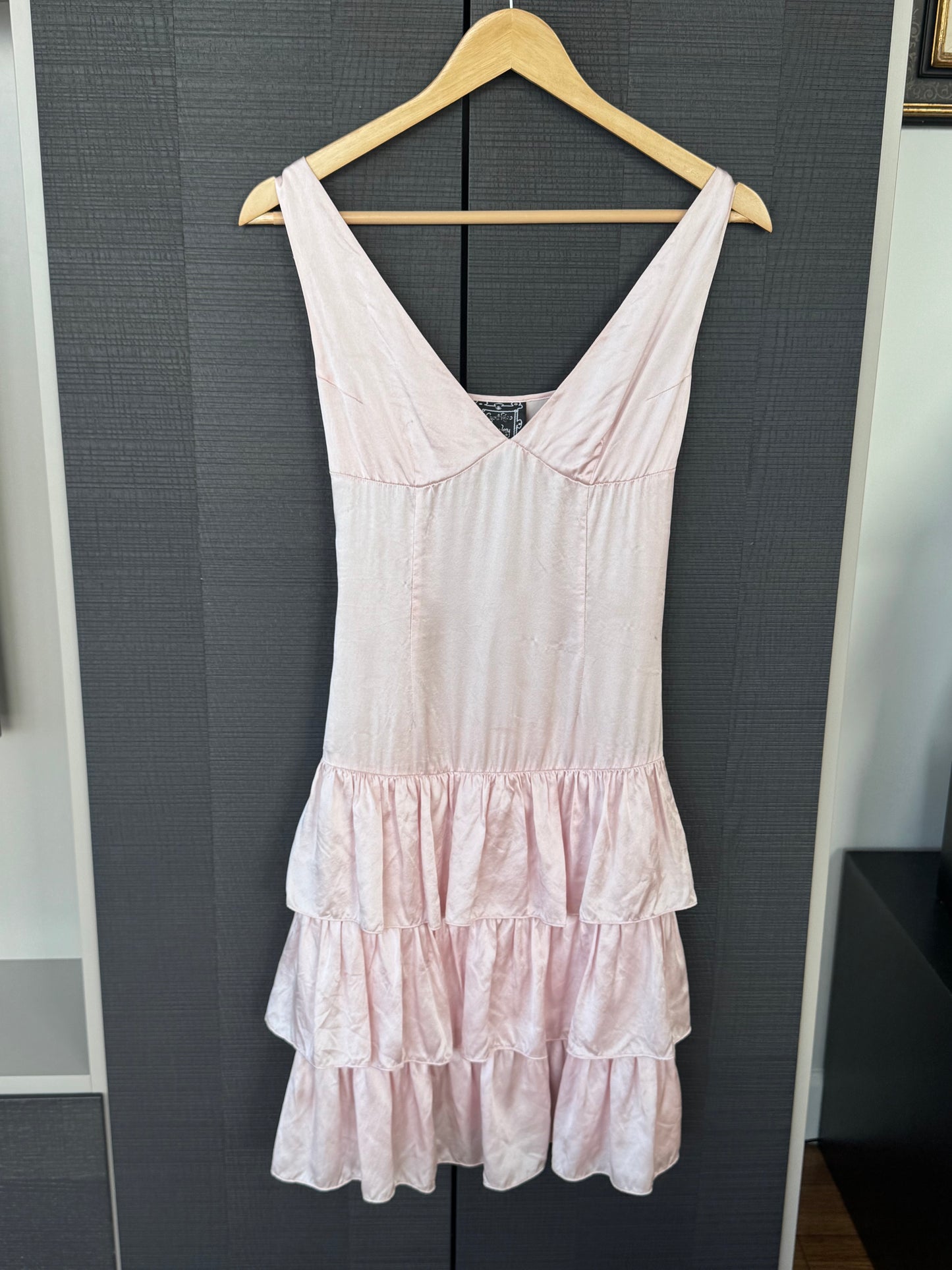 Cynthia Rowley Vintage 100% Silk Baby Pink Drop Waist Dress