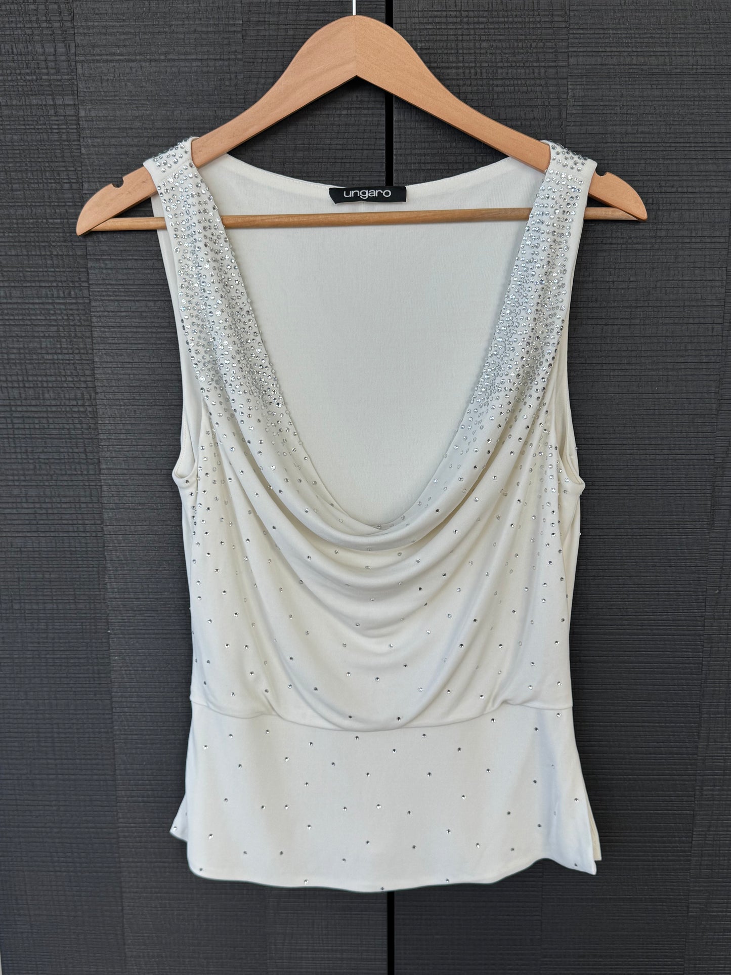 Ungaro Rhinestone Draped Top