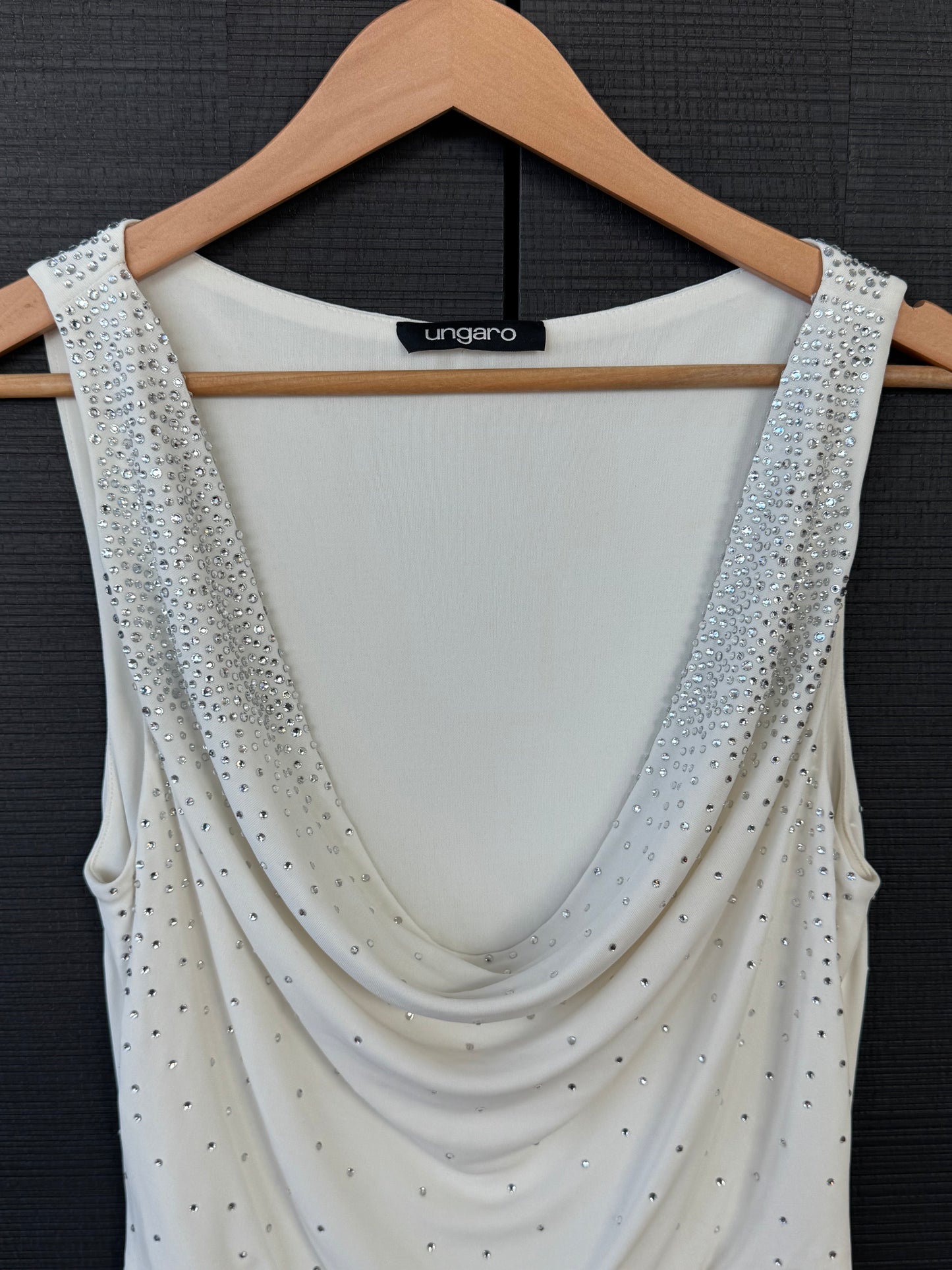 Ungaro Rhinestone Draped Top