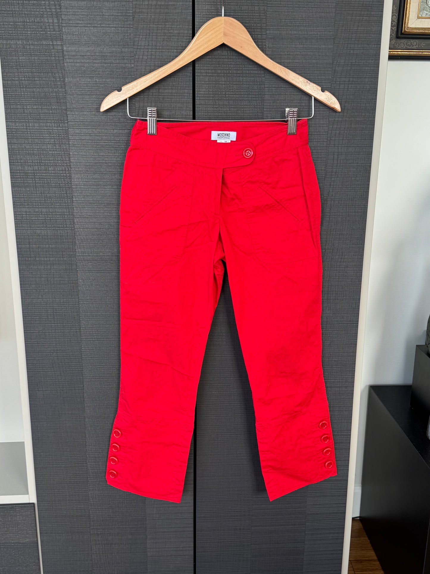 Moschino Cheap and Chic Red Button Capri Pants