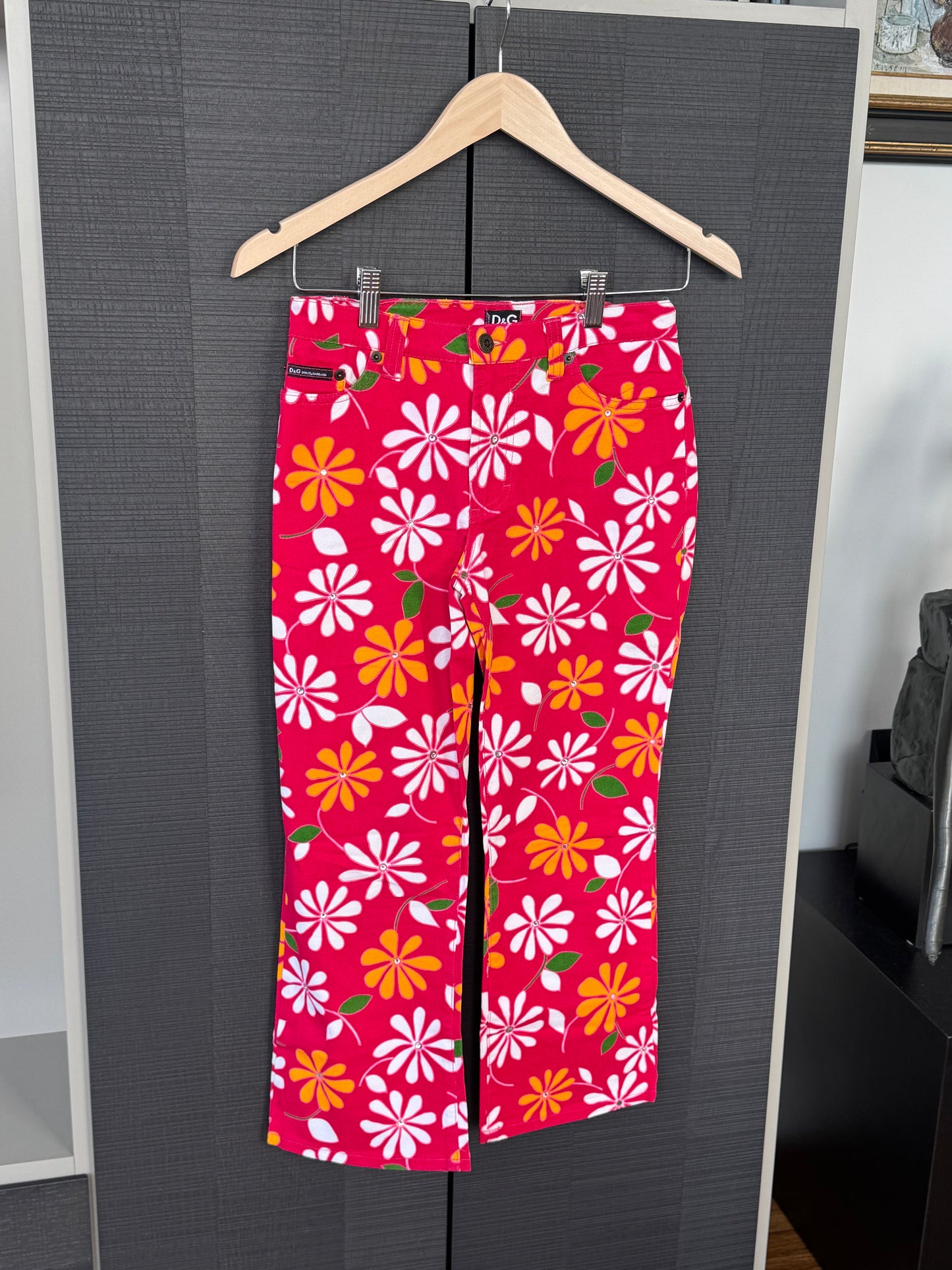 D&G Floral Rhinestone Capri Pants