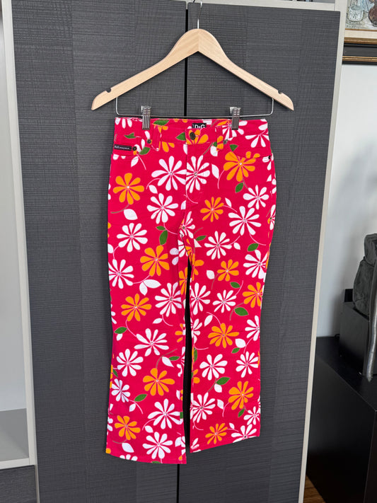 D&G Floral Rhinestone Capri Pants