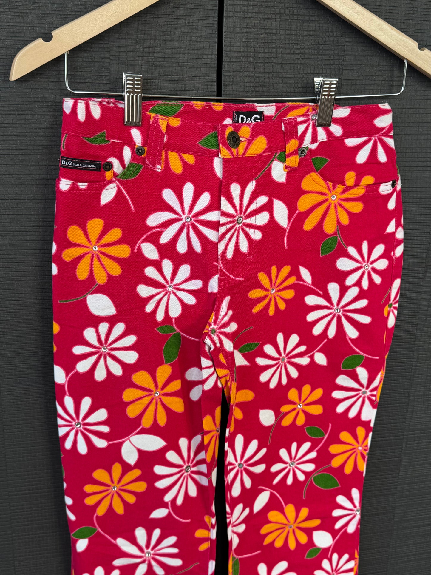 D&G Floral Rhinestone Capri Pants