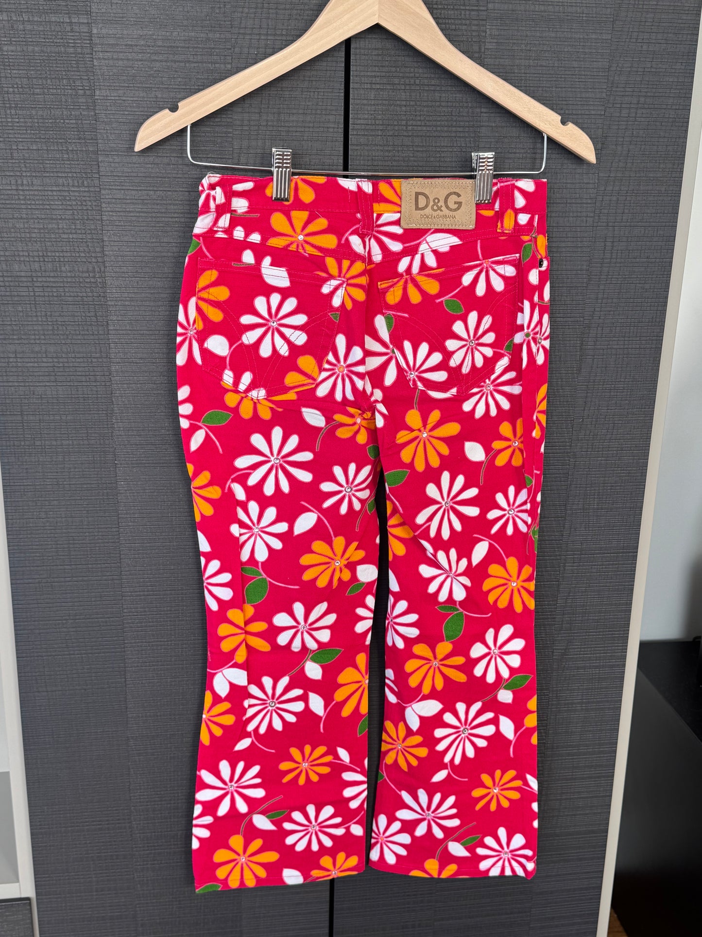 D&G Floral Rhinestone Capri Pants