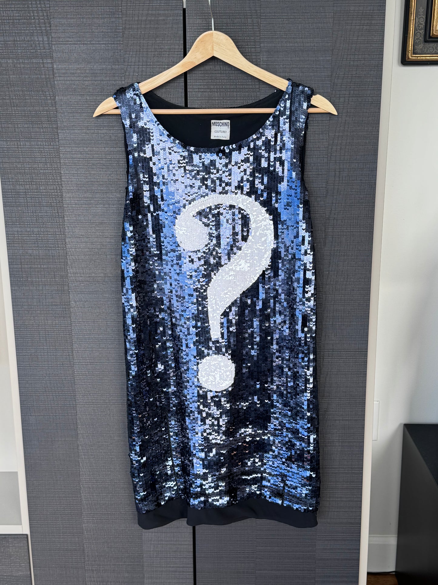 Moschino Couture SS1998 Runway Sequin Question Mark Dress