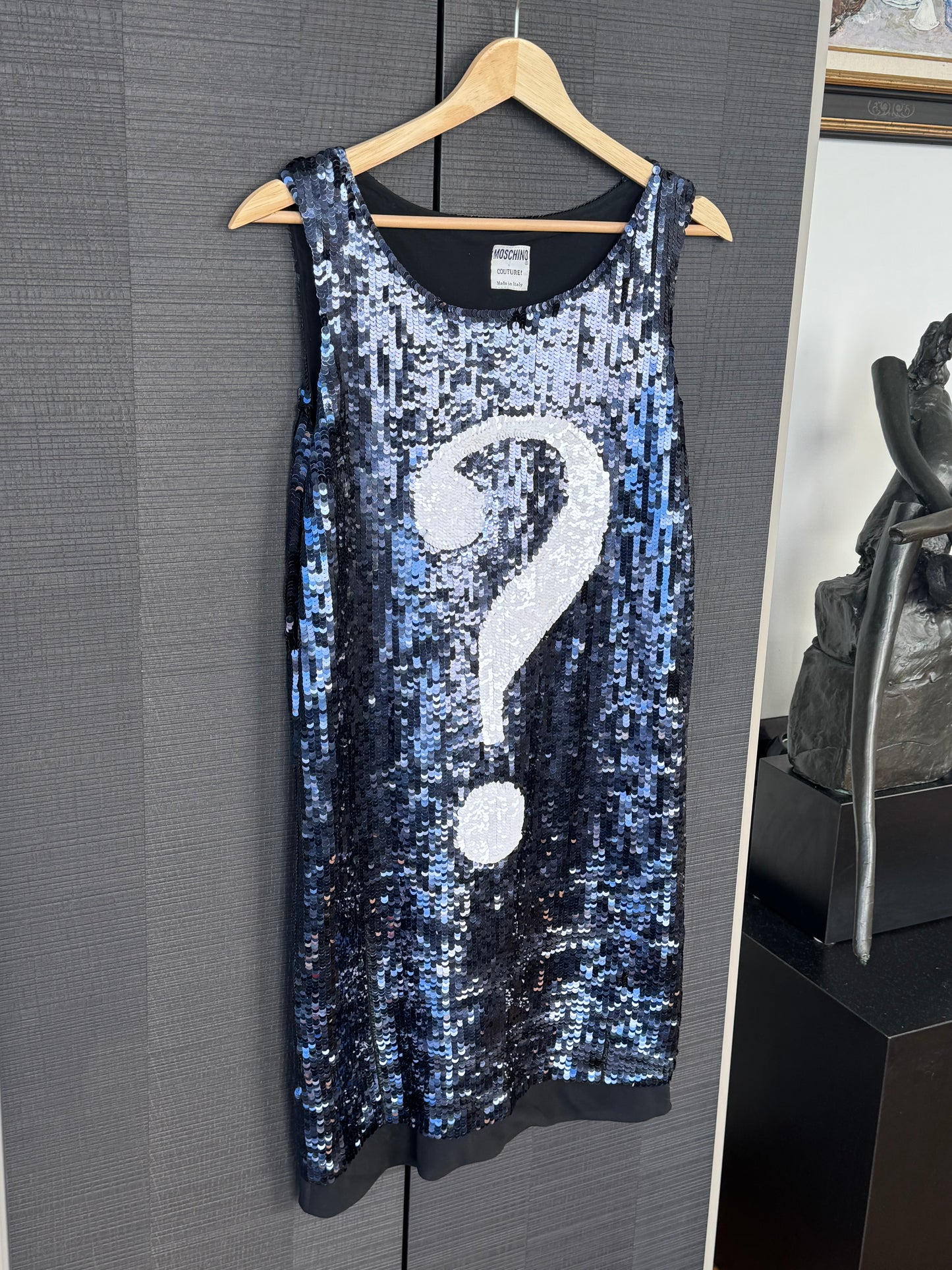 Moschino Couture SS1998 Runway Sequin Question Mark Dress