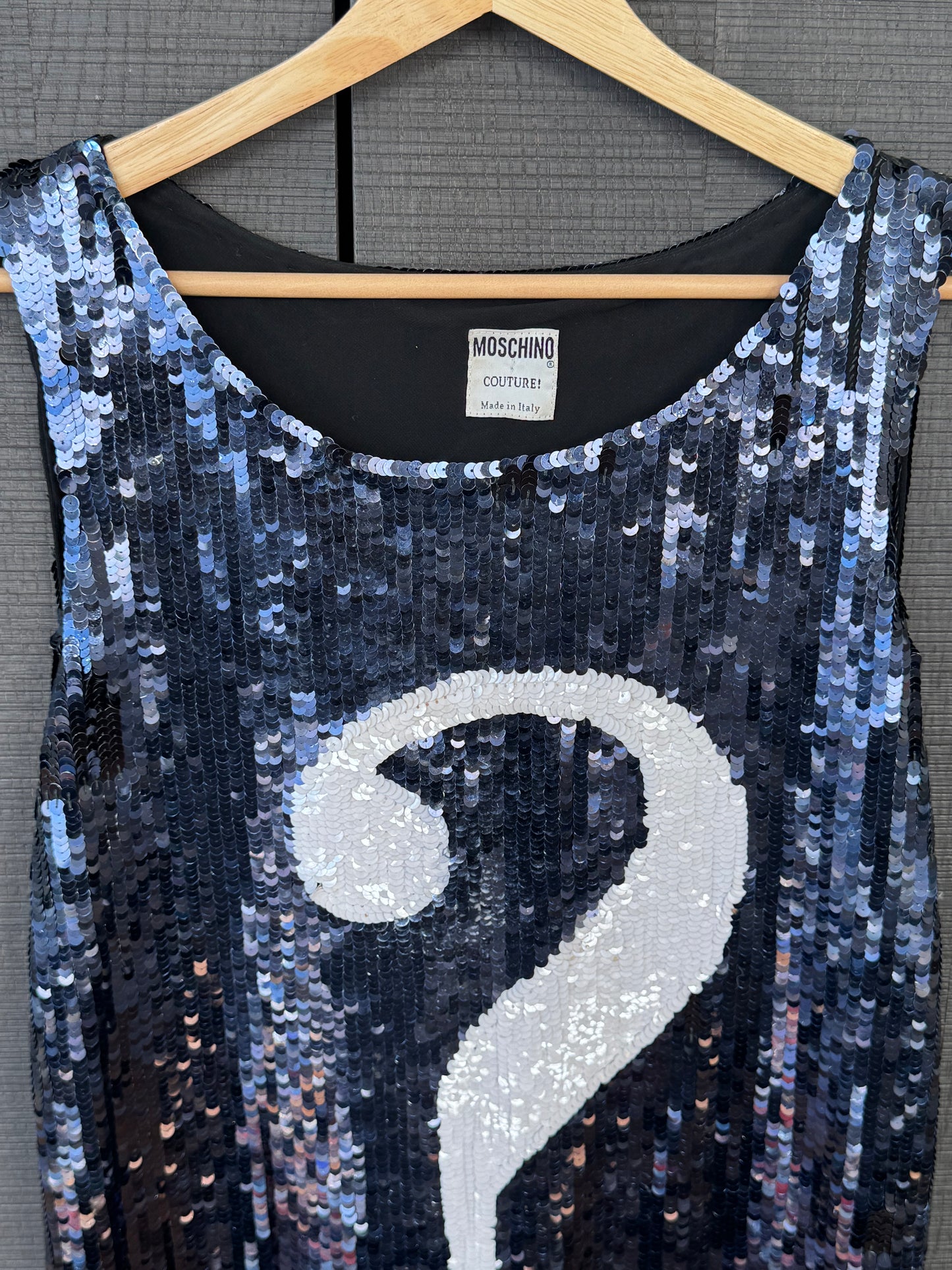 Moschino Couture SS1998 Runway Sequin Question Mark Dress
