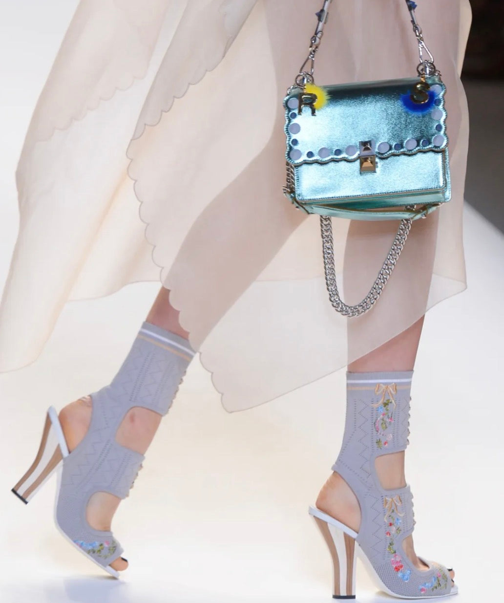 Fendi Spring/Summer 2017 Runway Embroidered Sock Sandals ~39