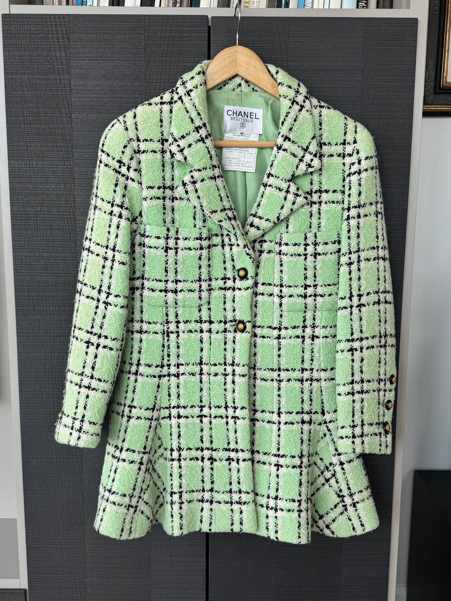Chanel Spring/Summer 1994 Runway Mint Tweed Blazer by Karl Lagerfeld