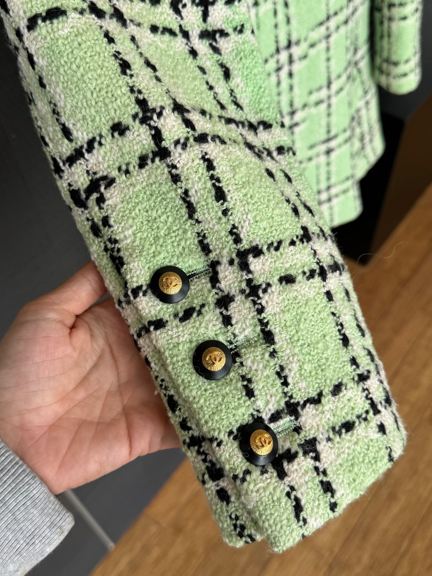 Chanel Spring/Summer 1994 Runway Mint Tweed Blazer by Karl Lagerfeld