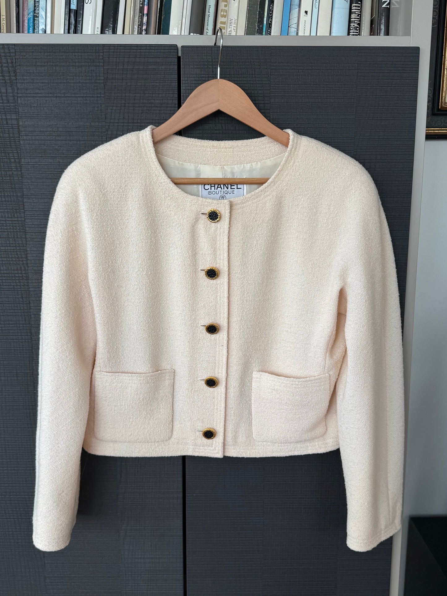 Chanel Late 1980s Wool & Silk  Karl Lagerfeld Cropped Jacket