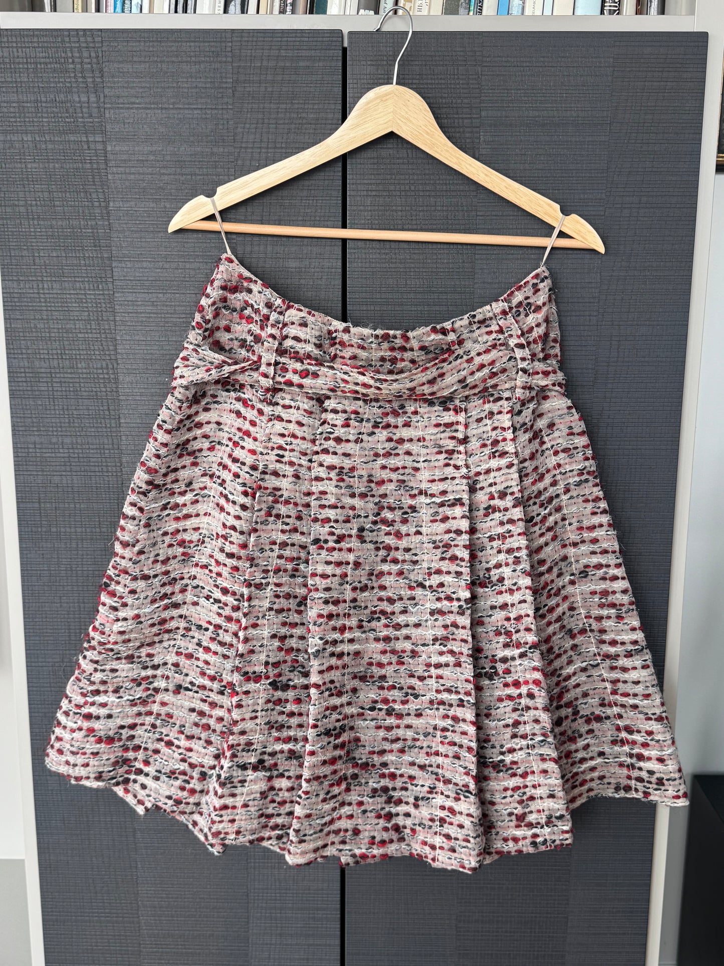 Vintage Prada Tweed Belted Full Skirt