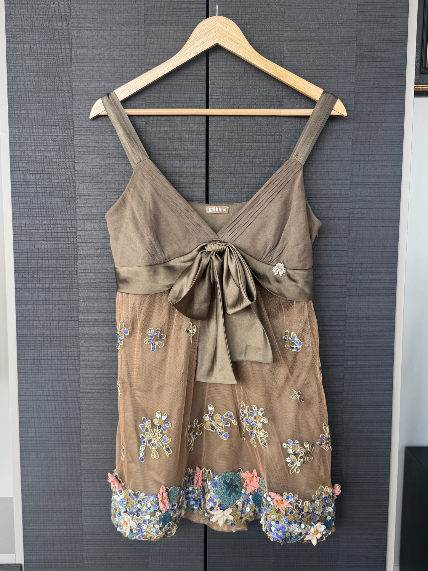 Vintage John Galliano Embellished Floral Silk Dress