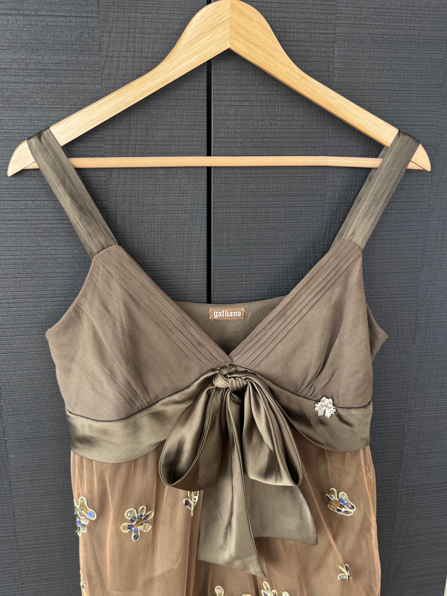 Vintage John Galliano Embellished Floral Silk Dress