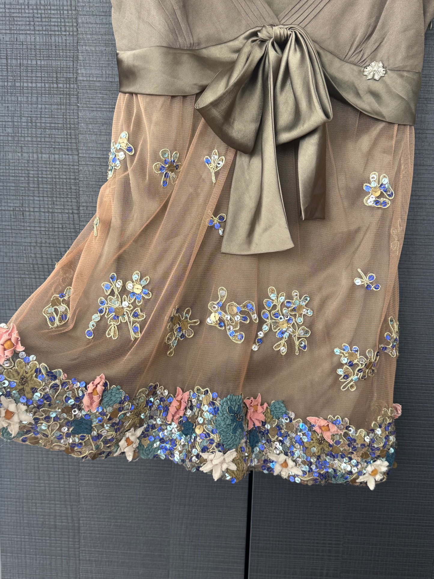 Vintage John Galliano Embellished Floral Silk Dress