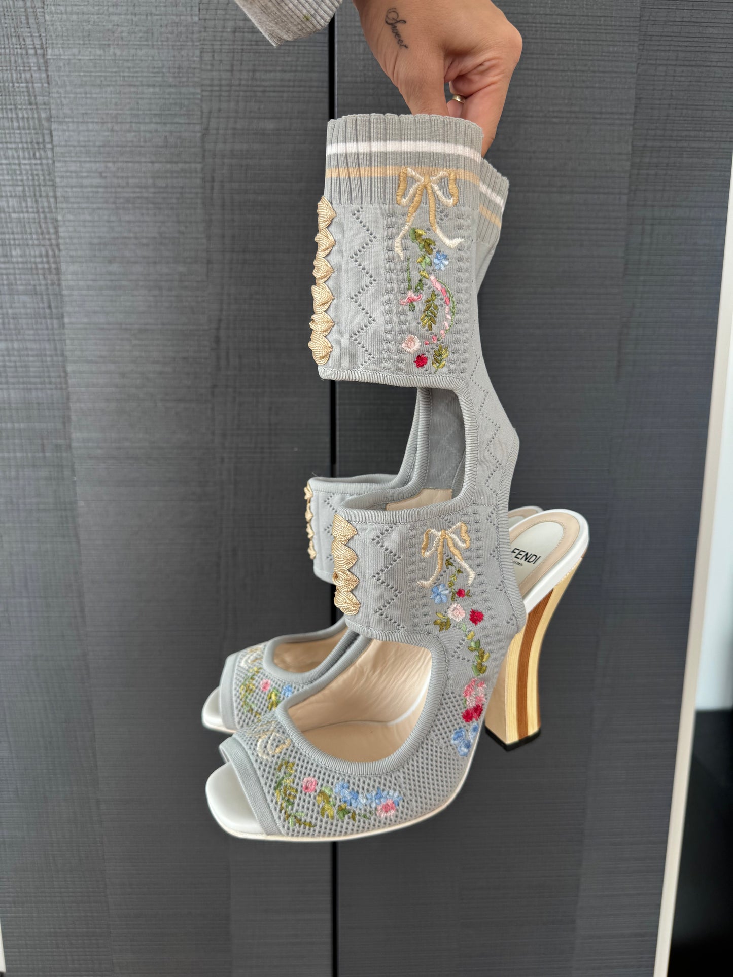 Fendi Spring/Summer 2017 Runway Embroidered Sock Sandals ~39