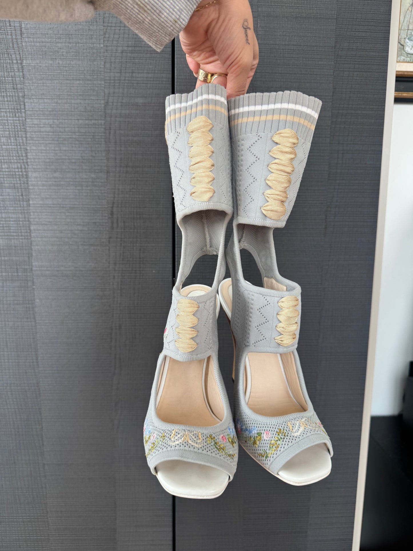 Fendi Spring/Summer 2017 Runway Embroidered Sock Sandals ~39