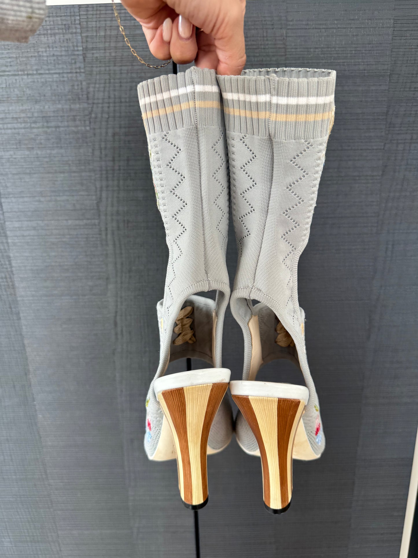 Fendi Spring/Summer 2017 Runway Embroidered Sock Sandals ~39