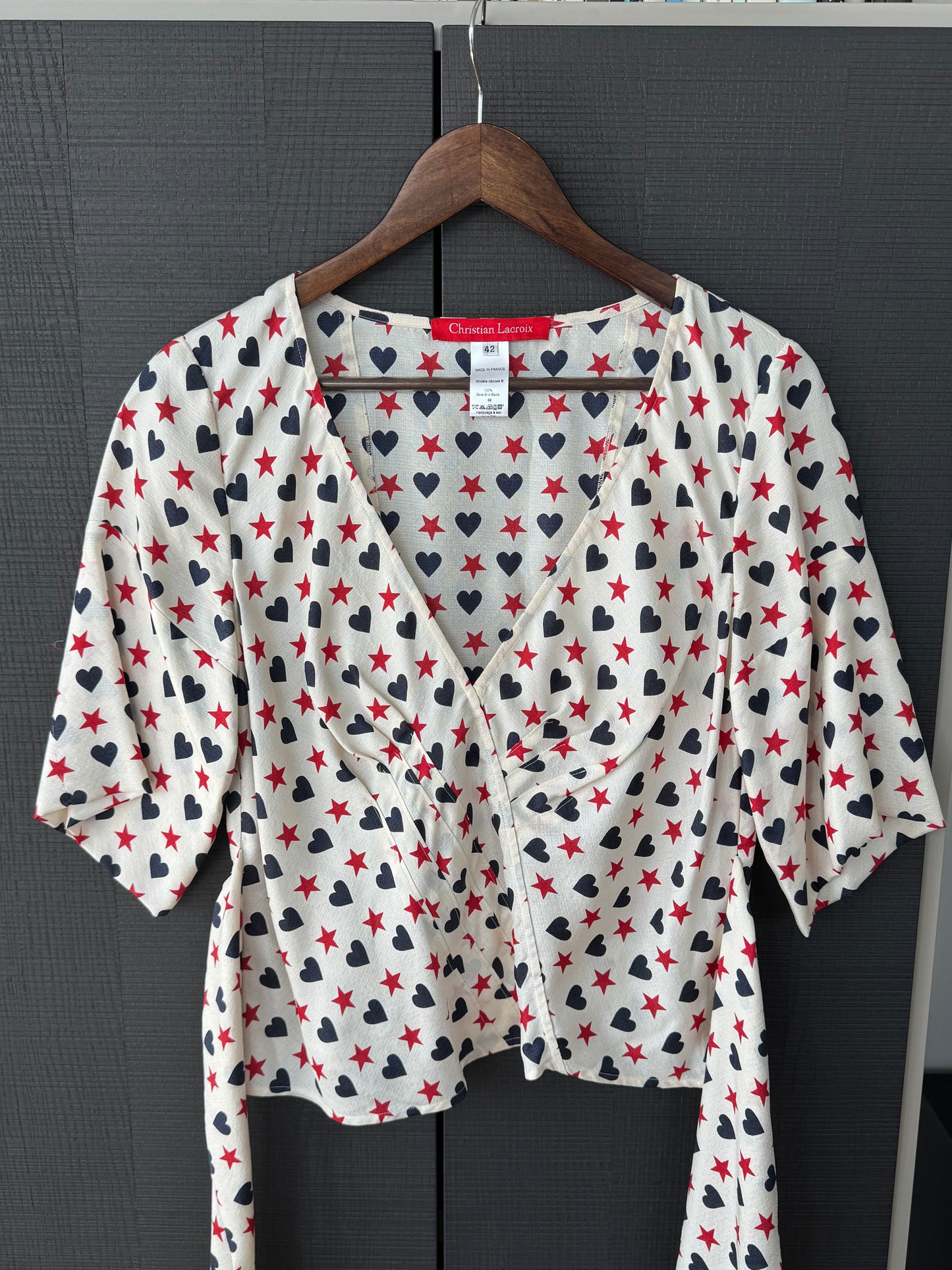 Vintage Christian Lacroix Silk Heart & Star Wrap Top